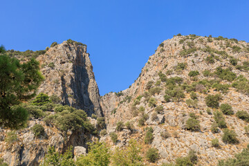 Fototapeta na wymiar Saklikent canyon in Turkey. Natural landmark, popular place for tourists to visit. Background
