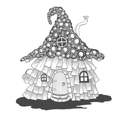 Fairytale house. Fantasy forest home. 