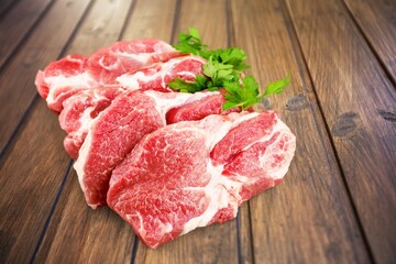 Raw fresh beef steak with herbs