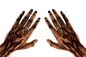 Scary monster hands isolated on a white background, cut out. - 666837580