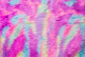 Background of beautiful multicolored fur texture. Very close up. - 666837594
