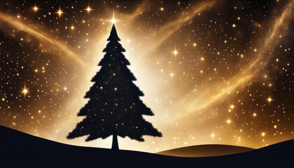Abstract christmas tree with stars and copy space