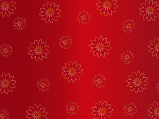 中華風の真っ赤な花柄のかっこいい背景