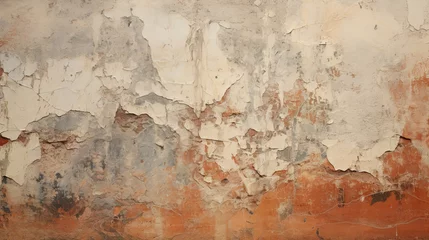 Fotobehang Verweerde muur Ancient wall with rough cracked paint, old fresco texture background Ancient wall with rough cracked paint, old fresco texture background