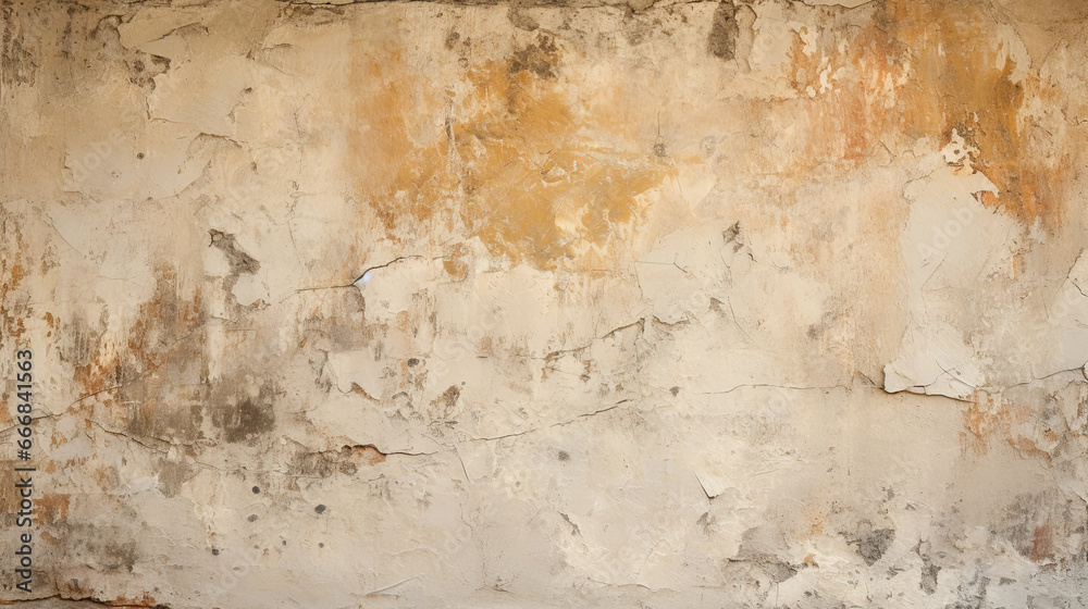 Wall mural ancient wall with rough cracked paint, old fresco texture background ancient wall with rough cracked