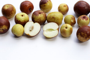 Fresh jujube fruit on white background