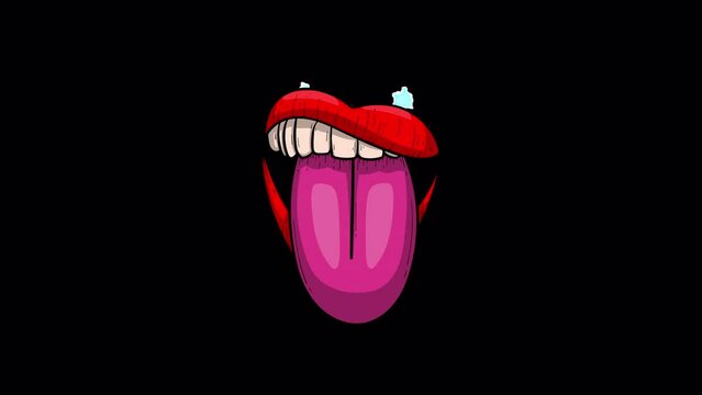 tongue animation sensually licking the screen animation 4k with alpha channel