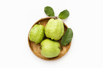 Fresh guava on white background.
