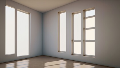 Room with plain walls and large windows, Interior of an empty white studio room, white walls with windows, simple room with white walls, room, walls, plain, white, simple, unique