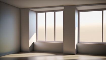 Room with plain walls and large windows, Interior of an empty white studio room, white walls with windows, simple room with white walls, room, walls, plain, white, simple, unique