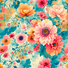 Seamless patterns A cheerful and bright floral design
