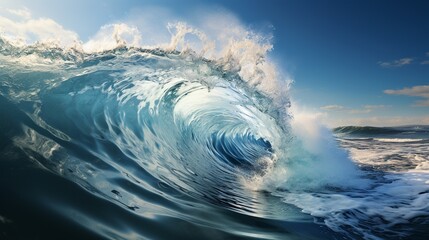 Waves Dancing Gracefully on the Blue Sea, Nature's Serene Water Ballet