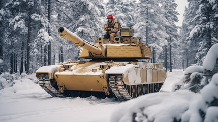 16:9 Santa Claus uses tanks to deliver gifts during wartime.generative ai