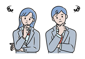 困っている学生カップルのイラスト素材