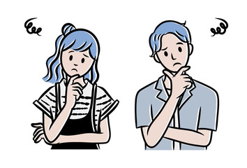 困っている学生カップルのイラスト素材