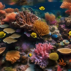 Naklejka na ściany i meble A vibrant coral reef thriving beneath a protected marine area1
