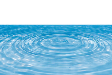 Fototapeta premium Defocus blurred transparent blue colored clear calm water surface texture with splashes reflection. Trendy abstract nature background. Water waves in sunlight with copy space. Blue watercolor shine.