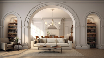 Architect s concept incomplete project transformed into elegant classic living room 