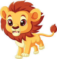 Obraz na płótnie Canvas Cute little lion cartoon on white background