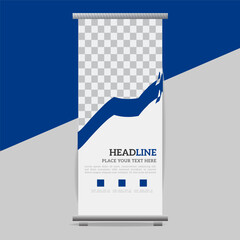  creative great business up  roll banner design with blue shapes
