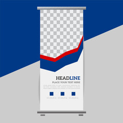  creative great business up  roll banner design with blue shapes