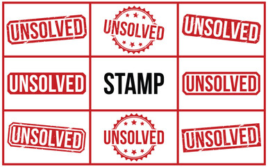 Unsolved stamp red rubber stamp on white background. Unsolved stamp sign. Unsolved stamp.