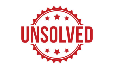 Unsolved stamp red rubber stamp on white background. Unsolved stamp sign. Unsolved stamp.