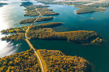 Aerial view of Long Sault Parkway, Canada - 666852367