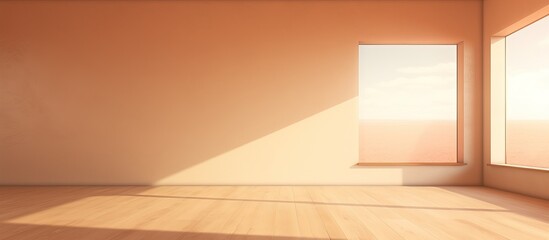 illustration of a sunlit empty room with a large window