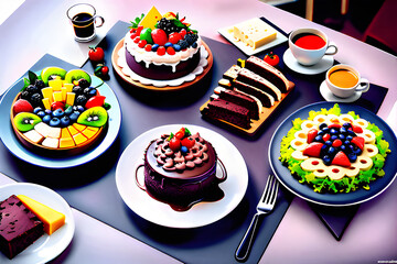 Delicious food adds to its appeal through different colors and cooking methods.  Generative AI