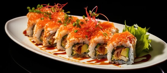 Sushi platter with dynamite or lobster roll maki