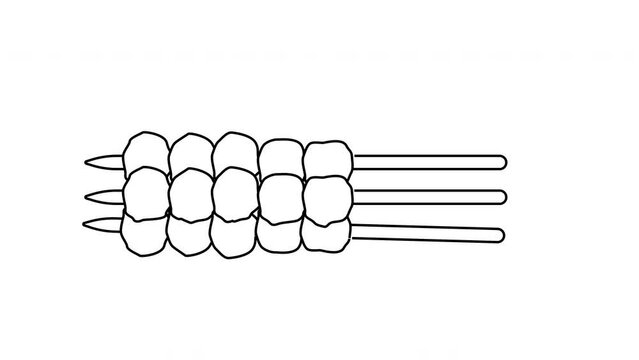 Animation forms a sketch of a typical Indonesian satay food icon