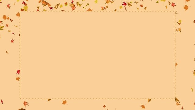 autumn leaves and frame background, colorful leaves and blank space Halloween and thanksgiving 4k loop animation