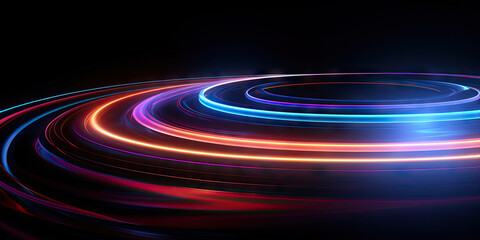 Fototapeta na wymiar Vibrant neon lights forming a mesmerizing circular pattern.