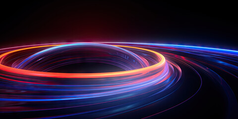 Vibrant neon lights forming a mesmerizing circular pattern.
