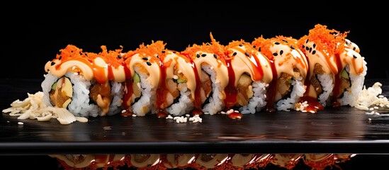 Obraz na płótnie Canvas Sushi roll with dynamite and mayo