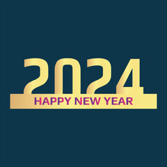 Golden gradient color new year 2024 art vector design.Holiday celebration happy new year 2024 vector illustration design