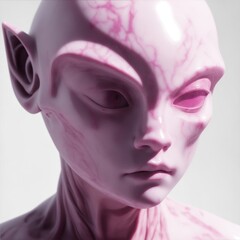pink alien head sculpture closeup Generative AI