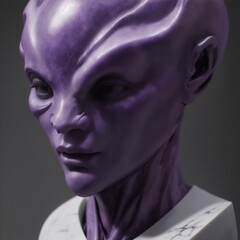  purple alien head sculpture closeup Generative AI
