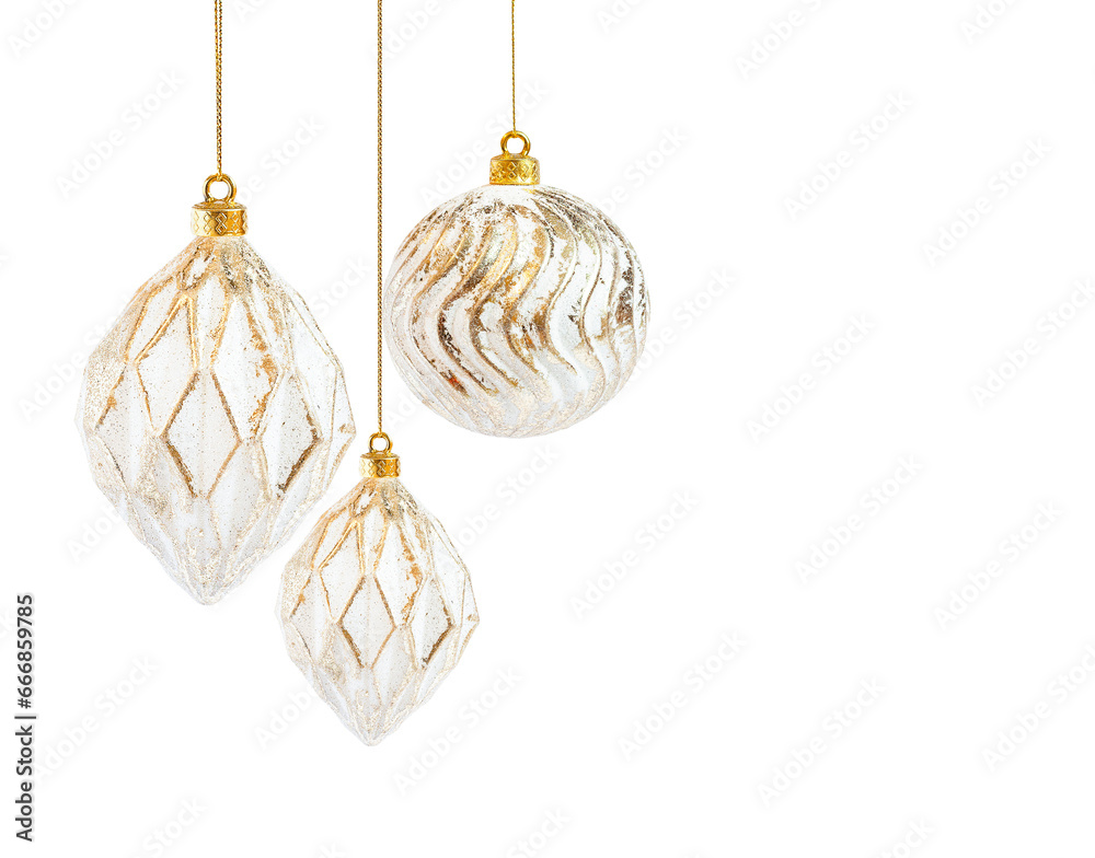 Wall mural christmas decorations isolated on transparent background with copy space for text.