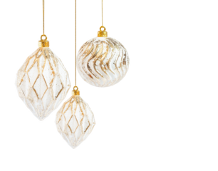 Christmas decorations isolated on transparent background with copy space for text.