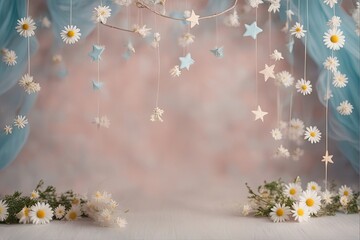 Daisy Baby Digital Backdrop Photography Background Floral Baby Boy Girl Daisy Backdrop Photoshop Overlays Photoshoot Daisy Props