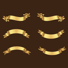 illustration set ribbon gold color collection vector eps