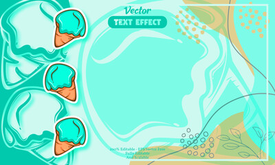 cute mint ice cream hand drawn pattern background
