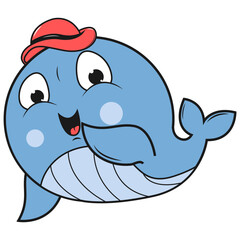 cute whale animal cartoon illustration
