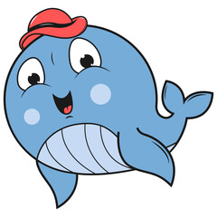 cute whale animal cartoon illustration
