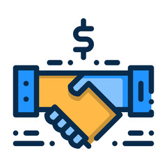 Handshake icon in outline style representing a business deal	