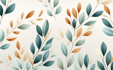 Fototapeta premium Cute pattern background, beautiful, delicate colors, fancy leaf pattern, illustrated wallpaper.