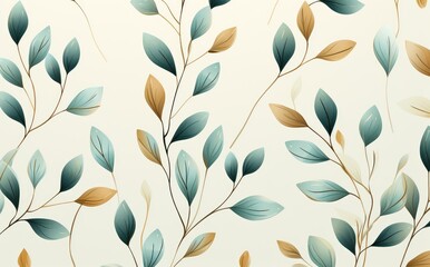 Cute pattern background, beautiful, delicate colors, fancy leaf pattern, illustrated wallpaper.