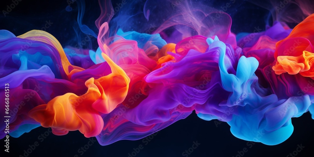 Aufkleber Abstract flow of liquid paints in mix : Generative AI